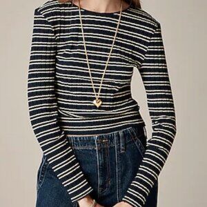 Pointelle long-sleeve T-shirt in stripe